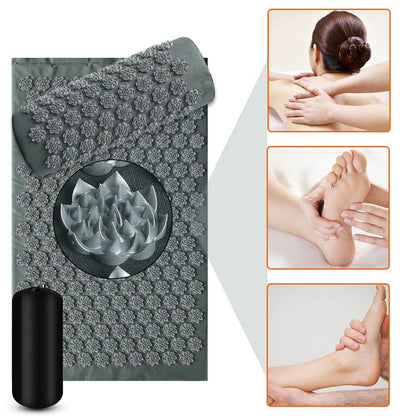 Acupressure Mat and Cushion Set for Back Pain Relief and Relaxation