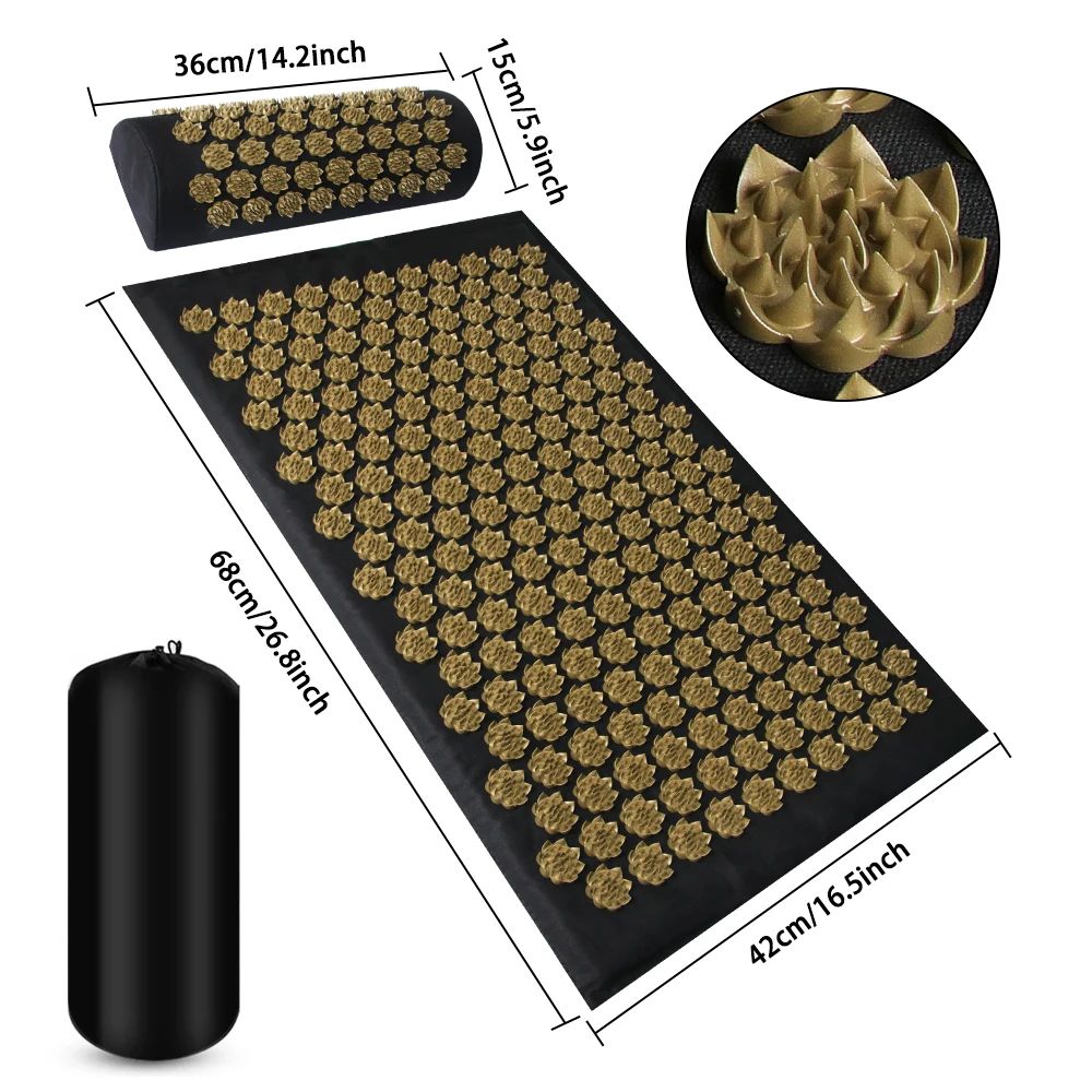 Acupressure Mat and Cushion Set for Back Pain Relief and Relaxation