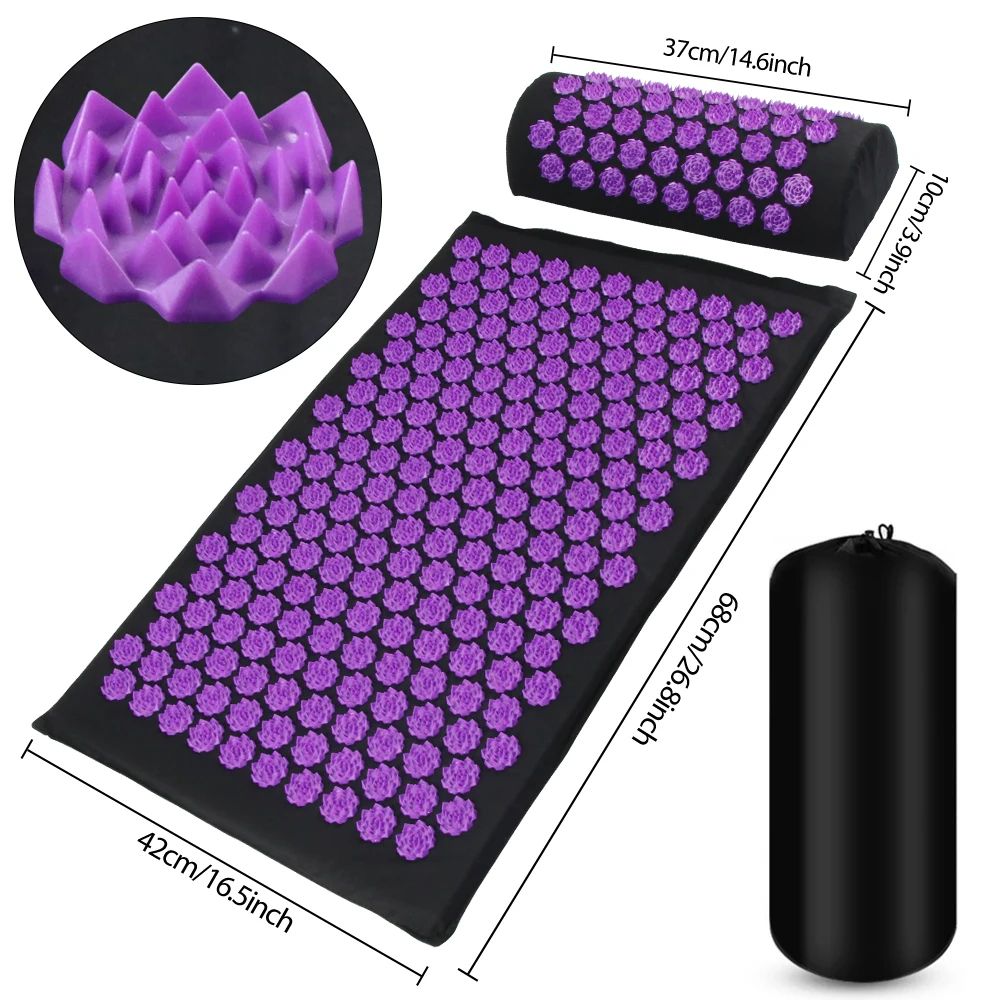 Acupressure Mat and Cushion Set for Back Pain Relief and Relaxation