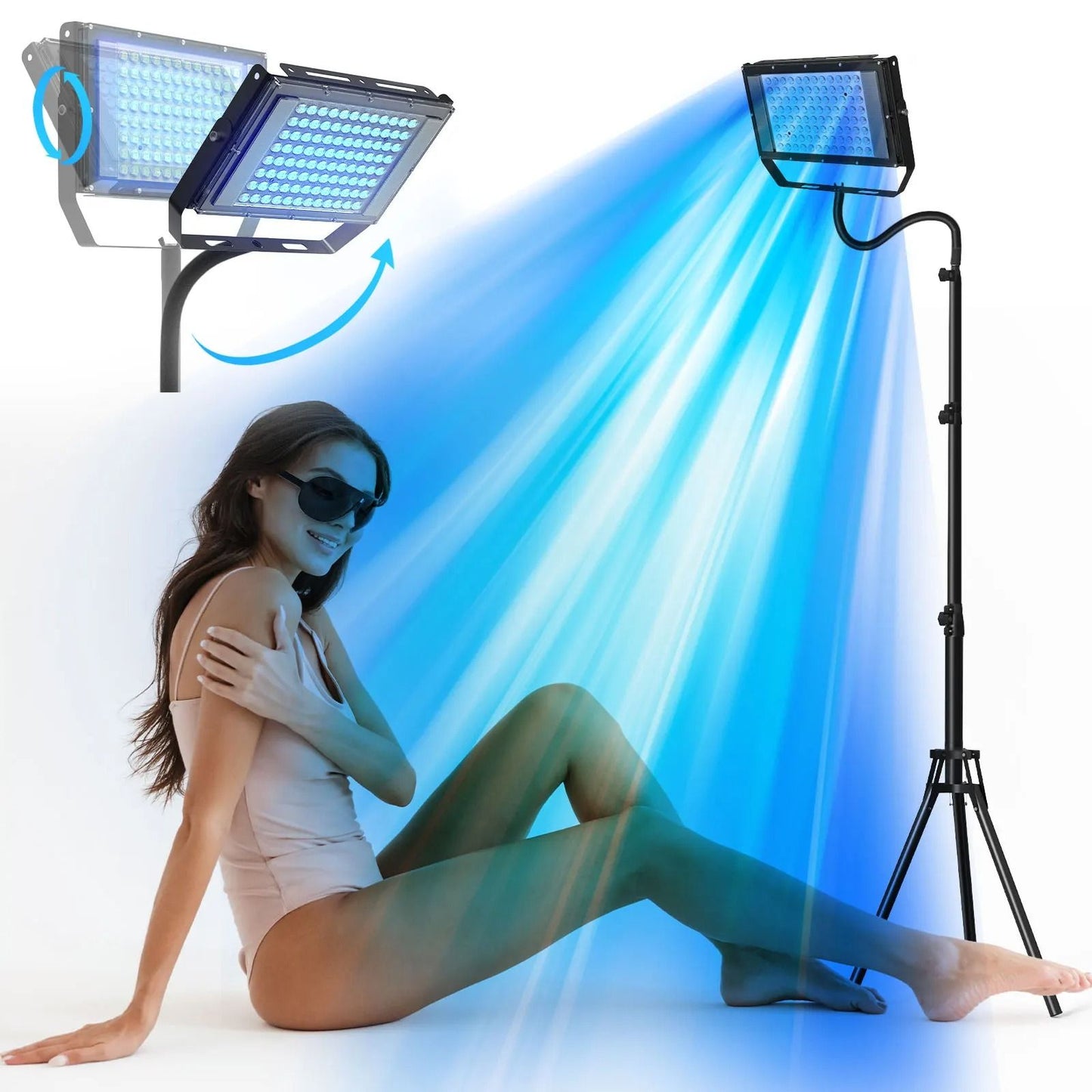 Ultraviolet Tanning Lamp with Adjustable Tripod, 50W Blue Light Body Solarium Lamp for Skin Care and Tanning