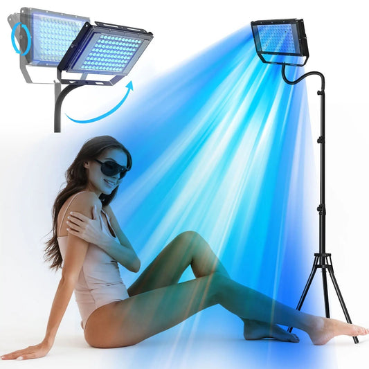 Ultraviolet Tanning Lamp with Adjustable Tripod, 50W Blue Light Body Solarium Lamp for Skin Care and Tanning