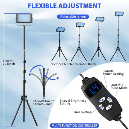 Ultraviolet Tanning Lamp with Adjustable Tripod, 50W Blue Light Body Solarium Lamp for Skin Care and Tanning