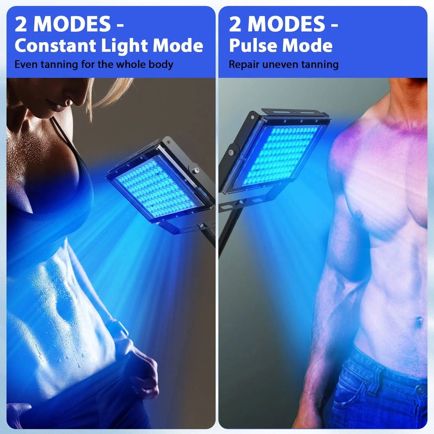 Ultraviolet Tanning Lamp with Adjustable Tripod, 50W Blue Light Body Solarium Lamp for Skin Care and Tanning