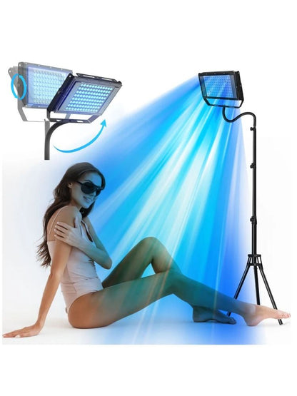 Ultraviolet Tanning Lamp with Adjustable Tripod, 50W Blue Light Body Solarium Lamp for Skin Care and Tanning