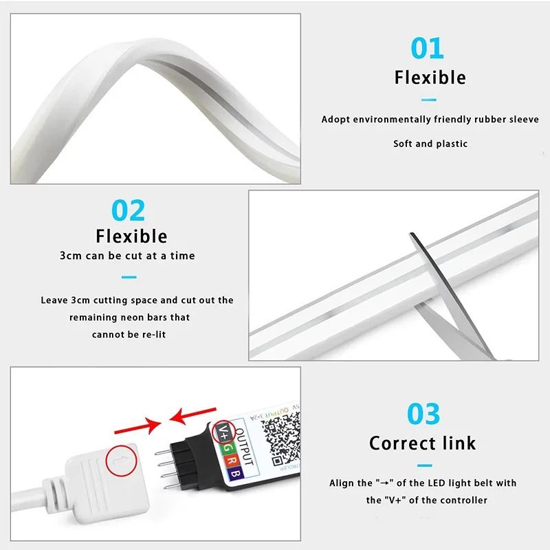 Smart RGB LED Neon Light Strip with App and Bluetooth Control