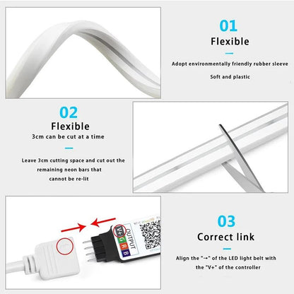 Smart RGB LED Neon Light Strip with App and Bluetooth Control