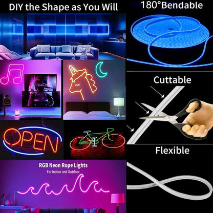 Smart RGB LED Neon Light Strip with App and Bluetooth Control