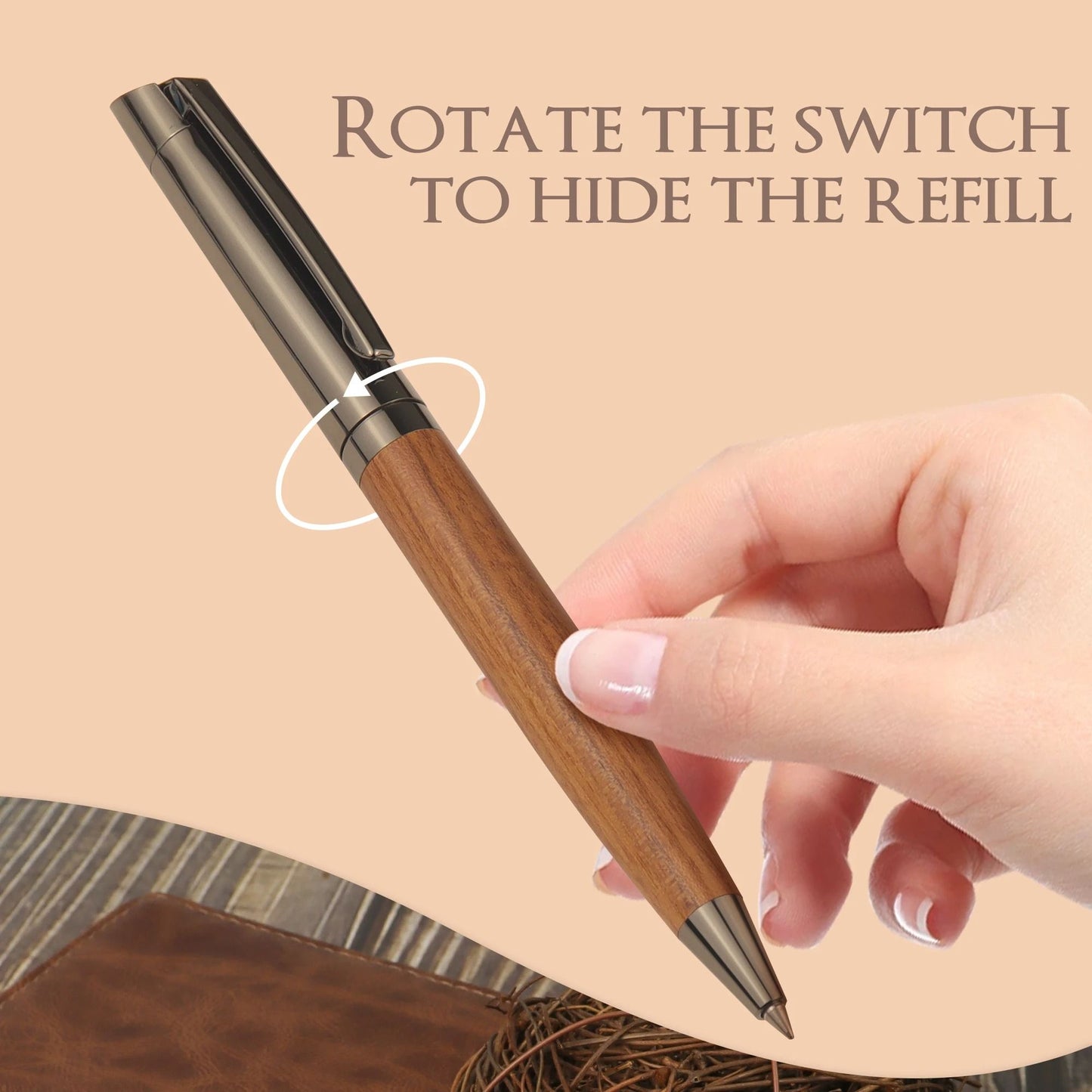Luxury Wood and Metal Ballpoint Pen with Case