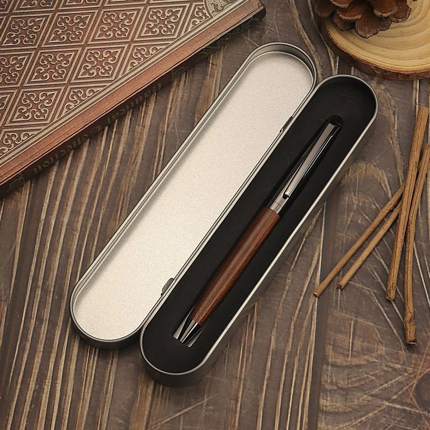 Luxury Wood and Metal Ballpoint Pen with Case
