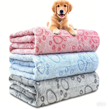 Soft Paw Print Pet Blanket for Dogs and Cats