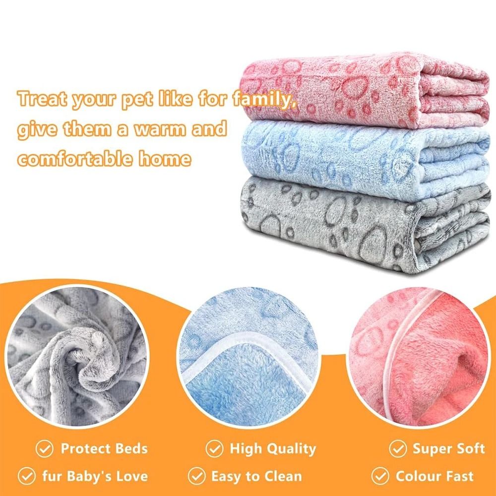 Soft Paw Print Pet Blanket for Dogs and Cats