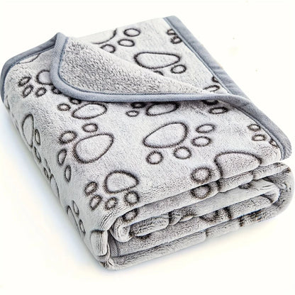 Soft Paw Print Pet Blanket for Dogs and Cats
