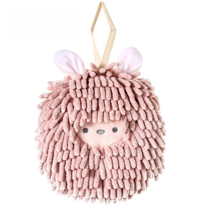 Absorbent Thick Hand Towel, Hanging Type for Bathroom and Kitchen, Cute Animals Handball for Wiping