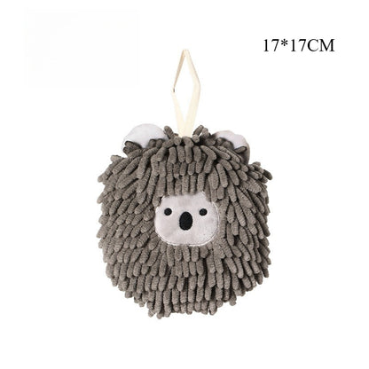 Absorbent Thick Hand Towel, Hanging Type for Bathroom and Kitchen, Cute Animals Handball for Wiping