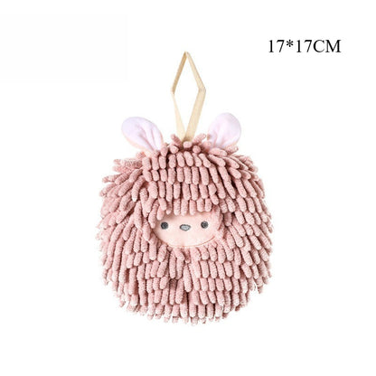 Absorbent Thick Hand Towel, Hanging Type for Bathroom and Kitchen, Cute Animals Handball for Wiping
