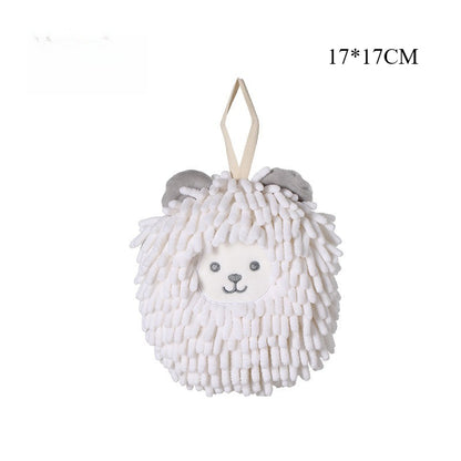 Absorbent Thick Hand Towel, Hanging Type for Bathroom and Kitchen, Cute Animals Handball for Wiping