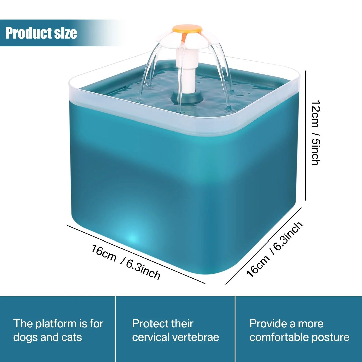 Ultra Silent Pet Fountain with LED Lighting and Activated Carbon Auto Filter Water Dispenser for Cats and Small Dogs