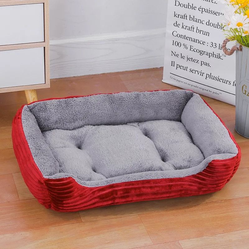 Soft Square Winter Pet Bed for Dogs and Cats