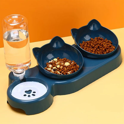 Tilted Pet Feeding Station with Water Dispenser