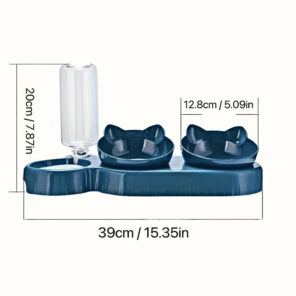 Tilted Pet Feeding Station with Water Dispenser