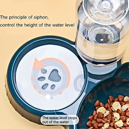 Tilted Pet Feeding Station with Water Dispenser