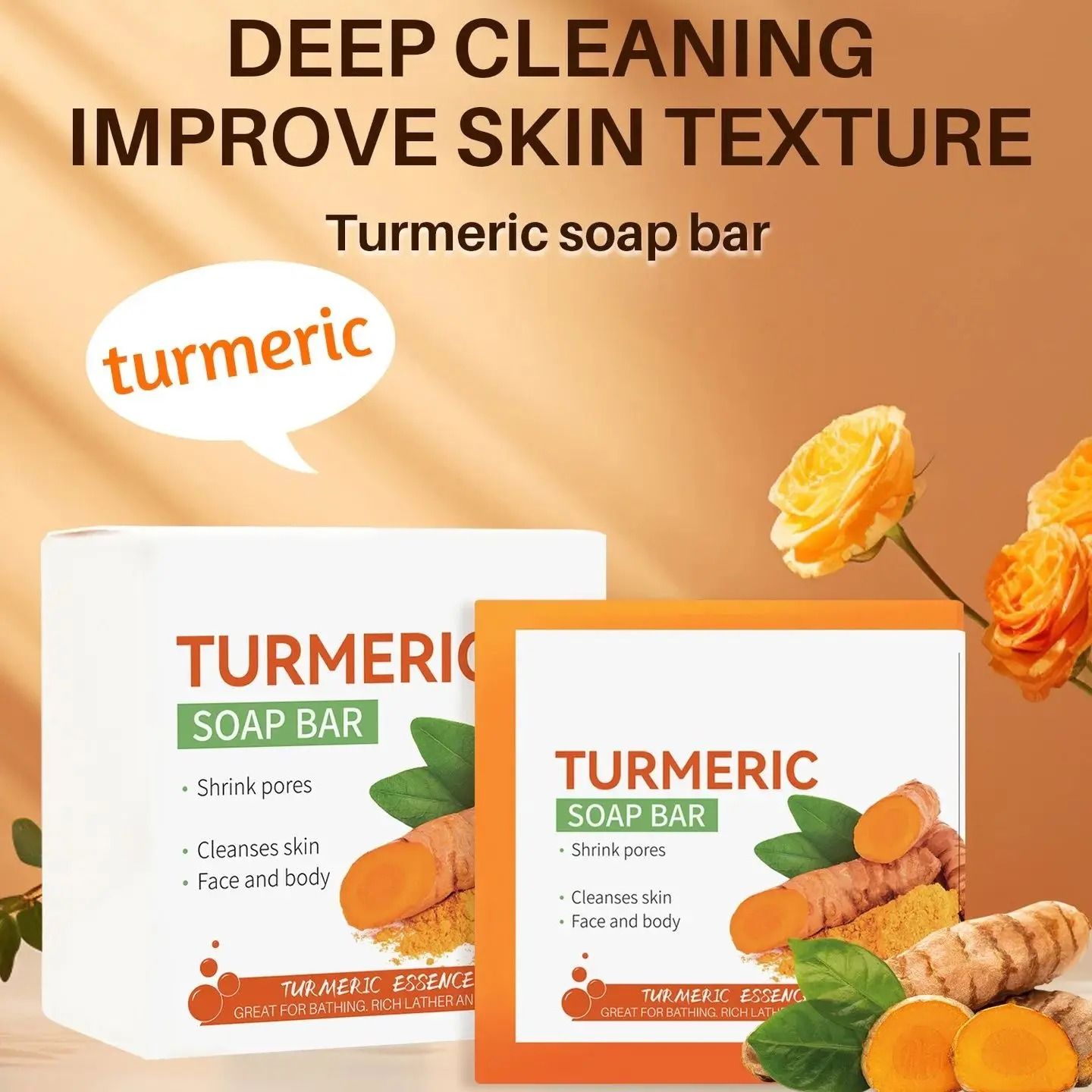 Handmade Turmeric Soap Brightening and Moisturizing Body and Face Cleanser
