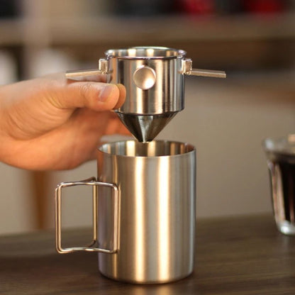 304 Stainless Steel Hanging Ear Pour-Over Coffee Filter Cup Portable Funnel Coffee Utensil