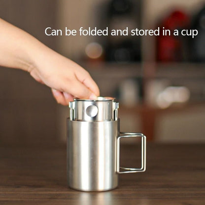 304 Stainless Steel Hanging Ear Pour-Over Coffee Filter Cup Portable Funnel Coffee Utensil