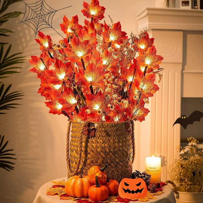 LED Red Maple Leaf Branch String Lights