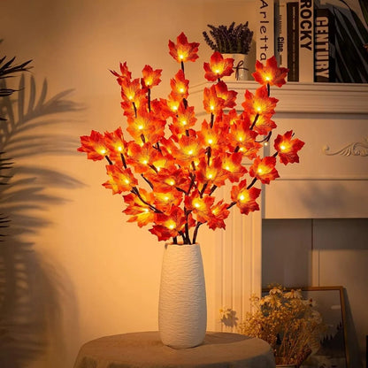 LED Red Maple Leaf Branch String Lights