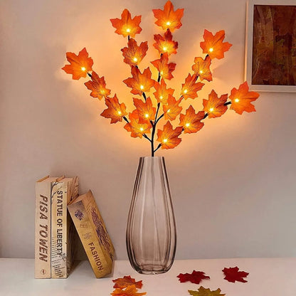 LED Red Maple Leaf Branch String Lights