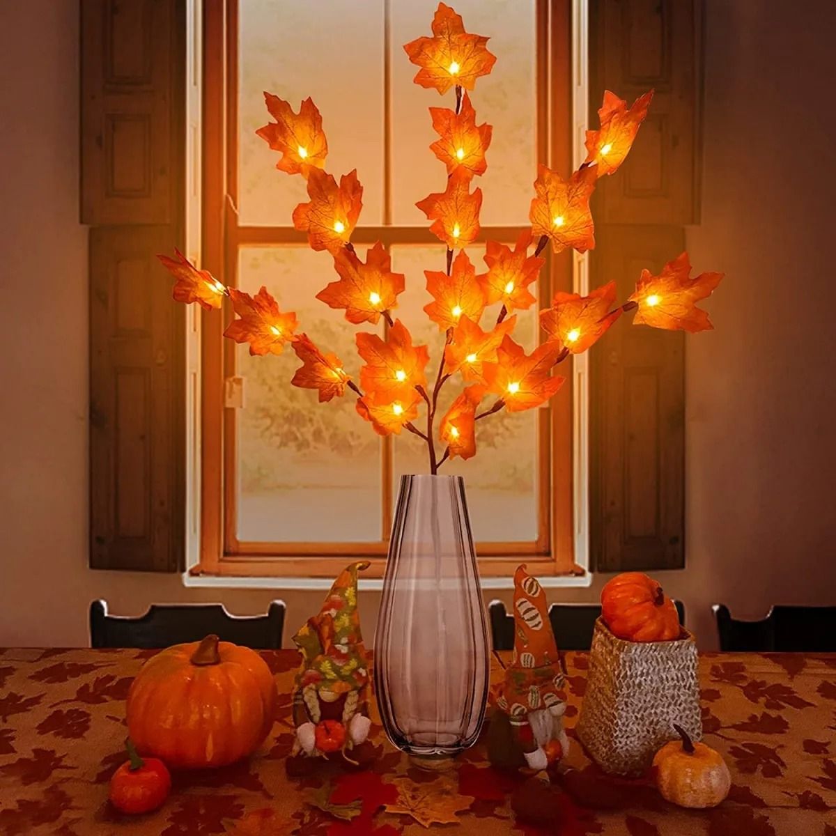 LED Red Maple Leaf Branch String Lights