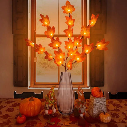 LED Red Maple Leaf Branch String Lights