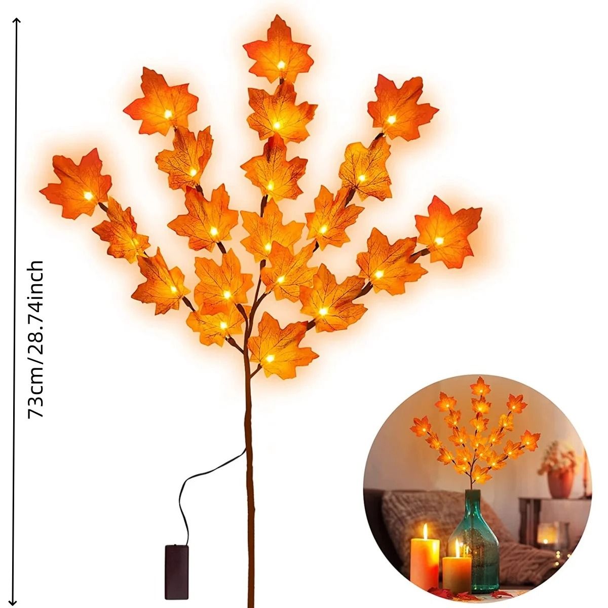 LED Red Maple Leaf Branch String Lights