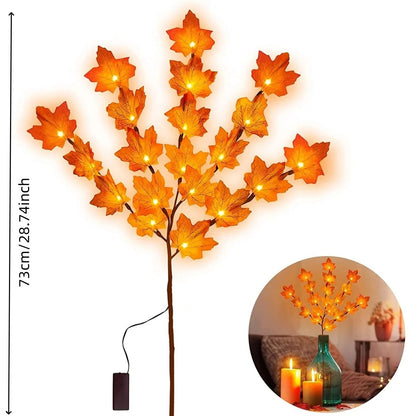 LED Red Maple Leaf Branch String Lights