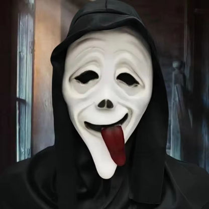 Scary Red Tongue Scream Mask Full Head Latex Halloween Costume