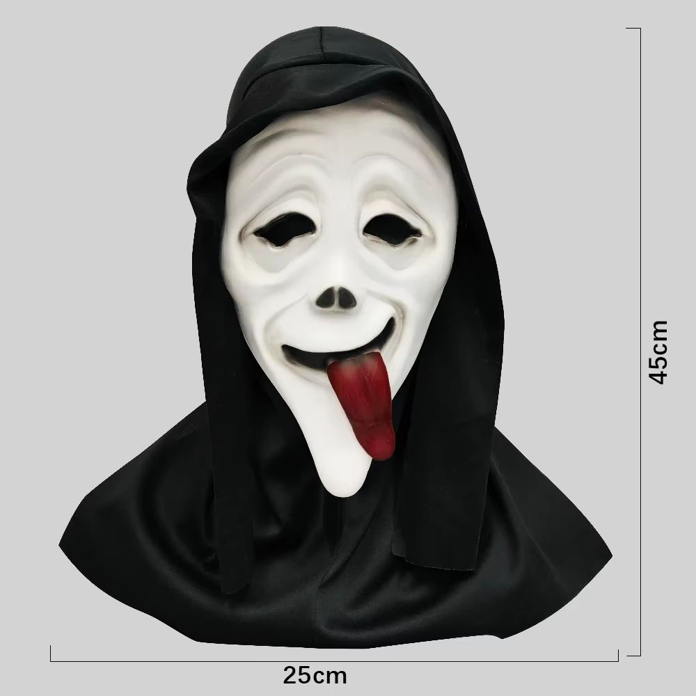 Scary Red Tongue Scream Mask Full Head Latex Halloween Costume