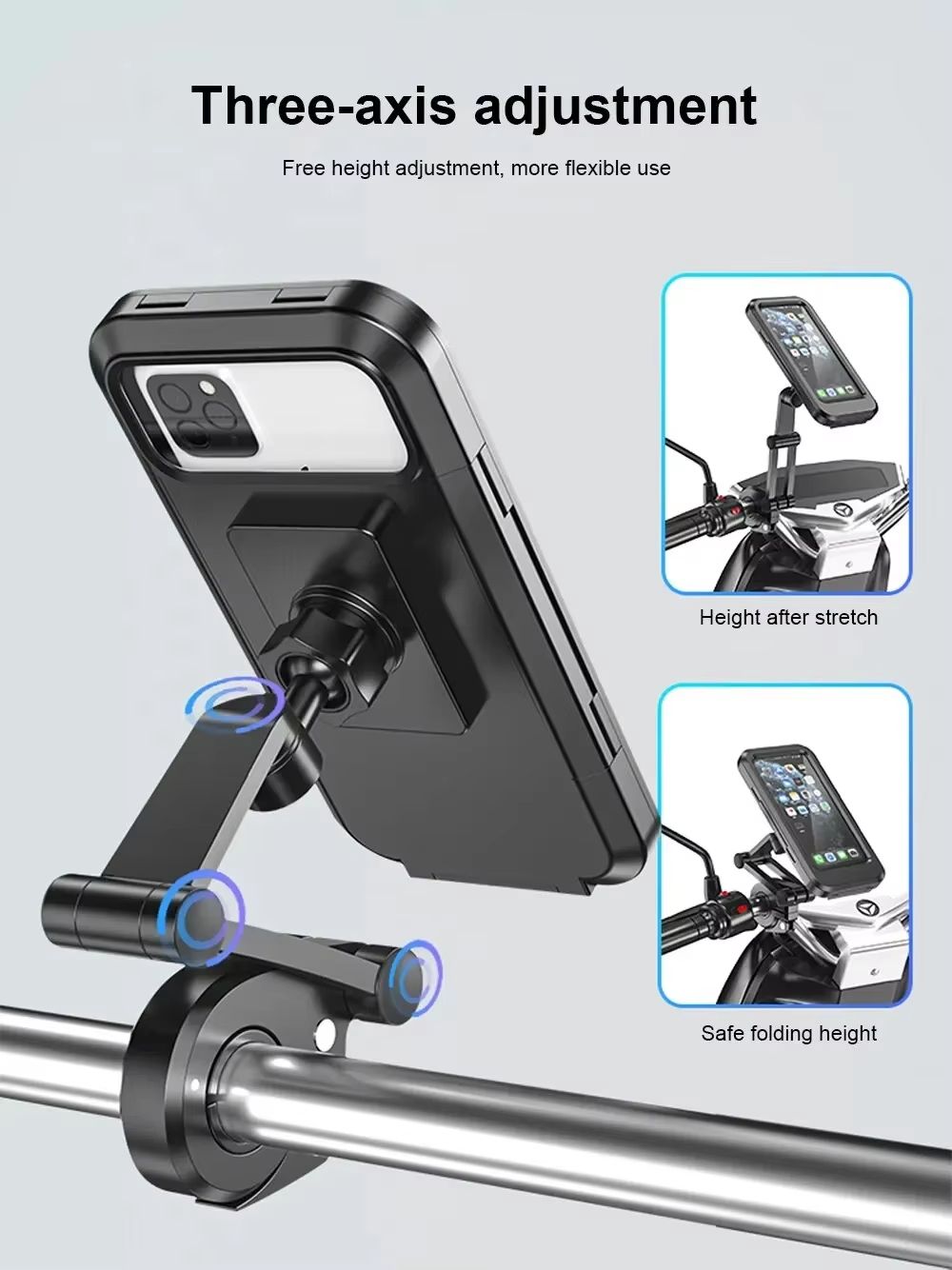 Waterproof Motorcycle Phone Mount – 360deg. Swivel GPS Holder for Secure Navigation