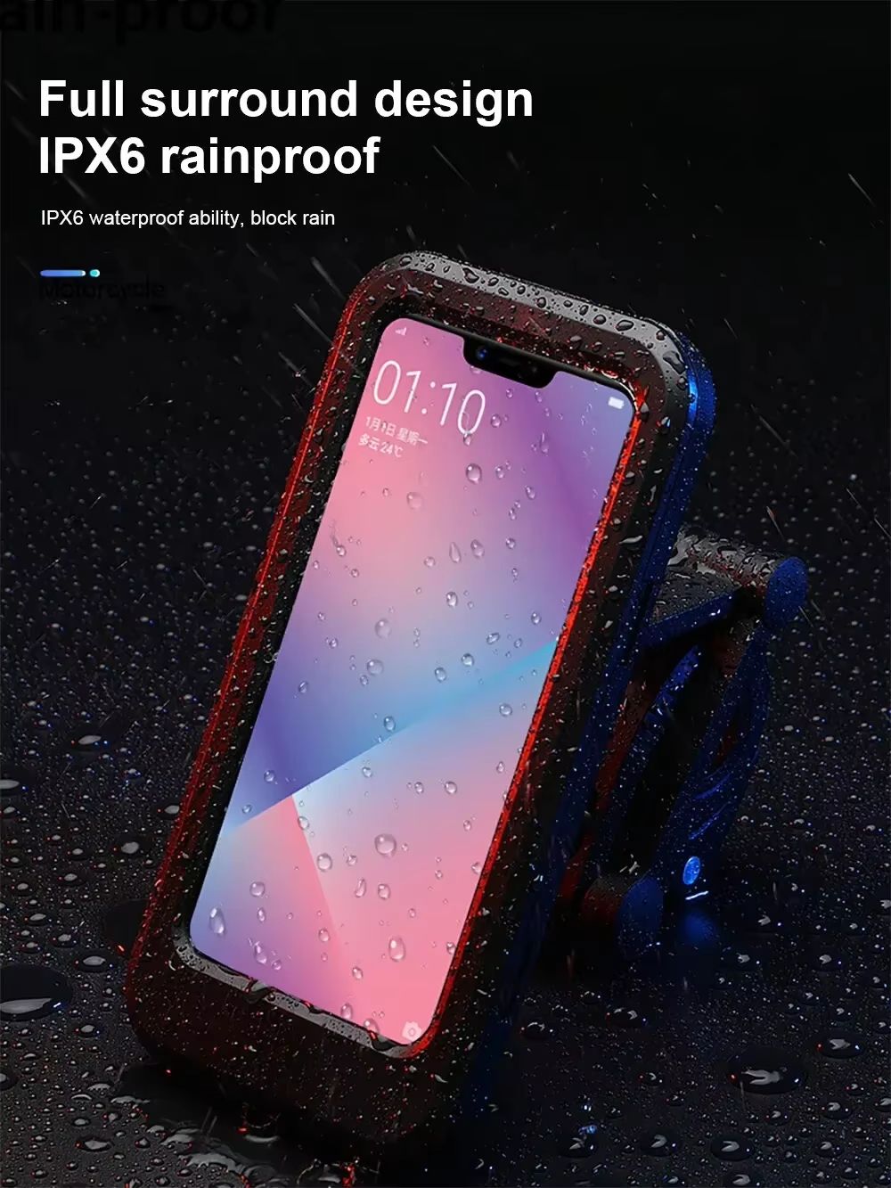 Waterproof Motorcycle Phone Mount – 360deg. Swivel GPS Holder for Secure Navigation