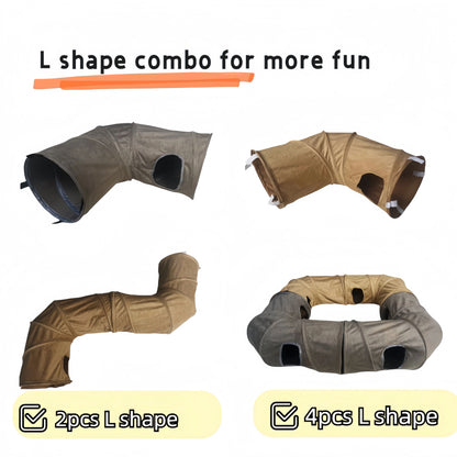 CozyPlay Collapsible Cat Winter Suede Tunnel – Interactive Play & Hideaway for Kittens, Puppies & Rabbits