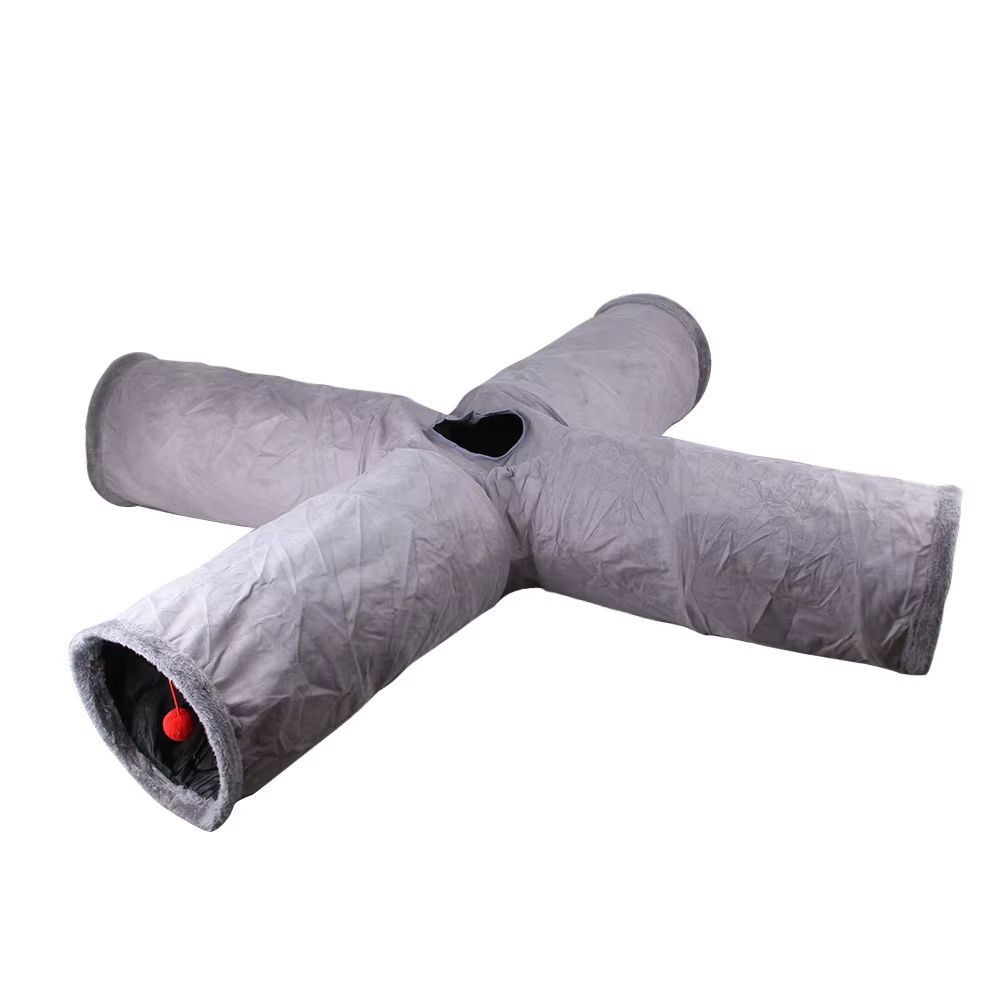 CozyPlay Collapsible Cat Winter Suede Tunnel – Interactive Play & Hideaway for Kittens, Puppies & Rabbits