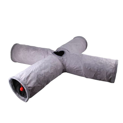 CozyPlay Collapsible Cat Winter Suede Tunnel – Interactive Play & Hideaway for Kittens, Puppies & Rabbits