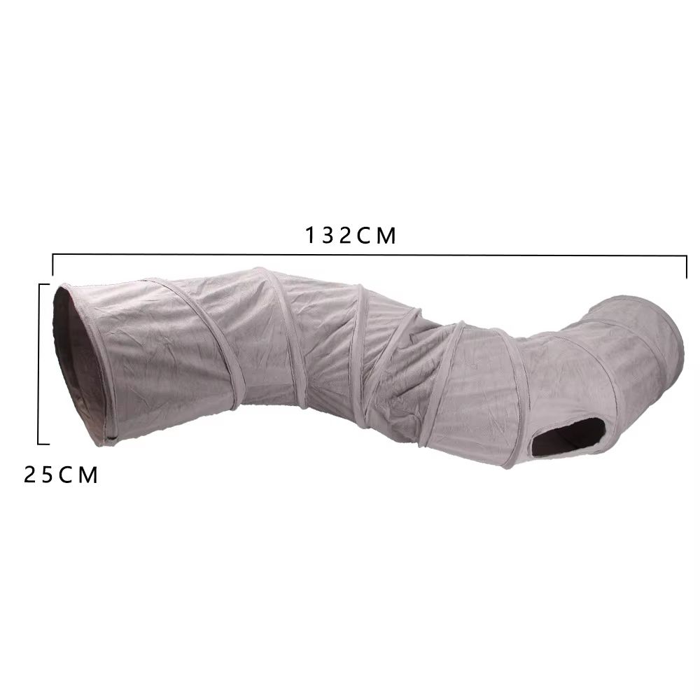 CozyPlay Collapsible Cat Winter Suede Tunnel – Interactive Play & Hideaway for Kittens, Puppies & Rabbits