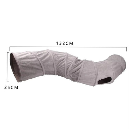 CozyPlay Collapsible Cat Winter Suede Tunnel – Interactive Play & Hideaway for Kittens, Puppies & Rabbits