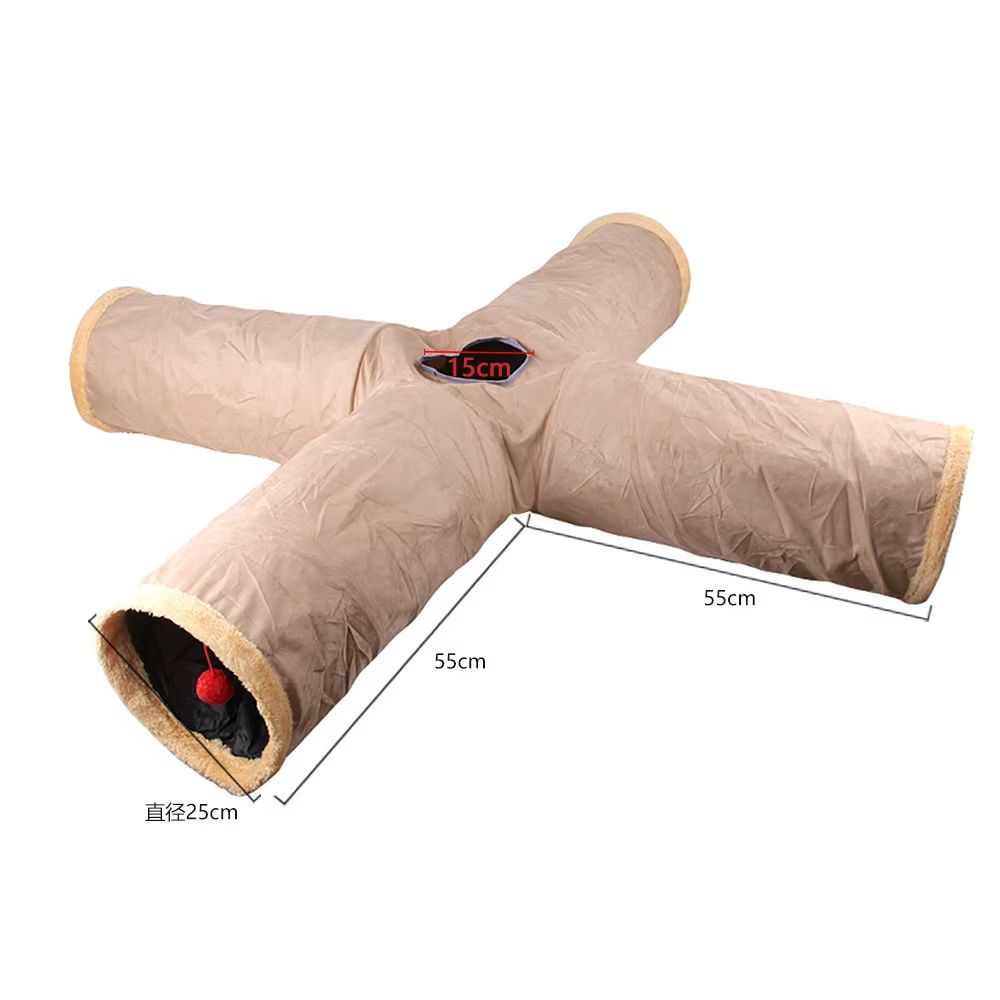 CozyPlay Collapsible Cat Winter Suede Tunnel – Interactive Play & Hideaway for Kittens, Puppies & Rabbits