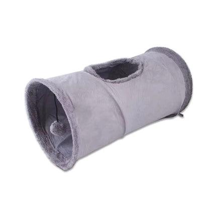CozyPlay Collapsible Cat Winter Suede Tunnel – Interactive Play & Hideaway for Kittens, Puppies & Rabbits