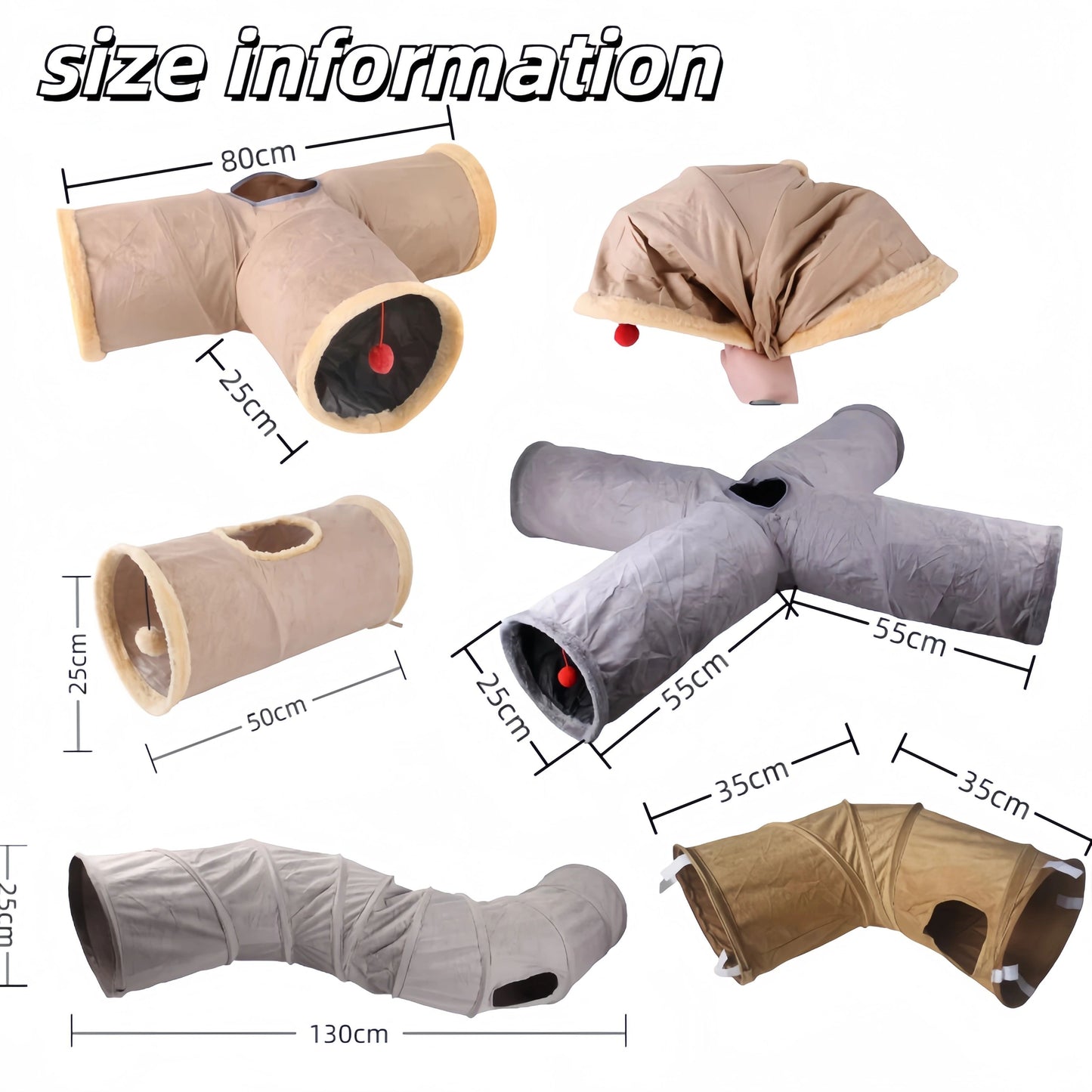 CozyPlay Collapsible Cat Winter Suede Tunnel – Interactive Play & Hideaway for Kittens, Puppies & Rabbits