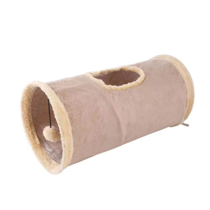 CozyPlay Collapsible Cat Winter Suede Tunnel – Interactive Play & Hideaway for Kittens, Puppies & Rabbits