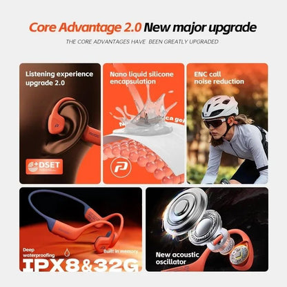 Bone Conduction Waterproof Wireless Headphones with 32GB Memory