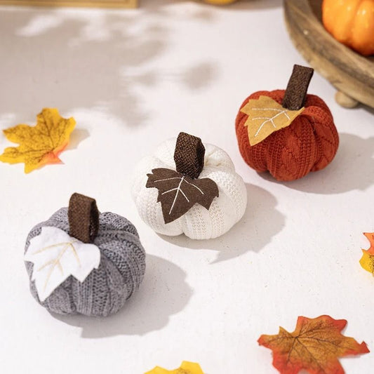 Knitted Soft Wool Pumpkin Ornament for Home Thanksgiving Harvest Decoration